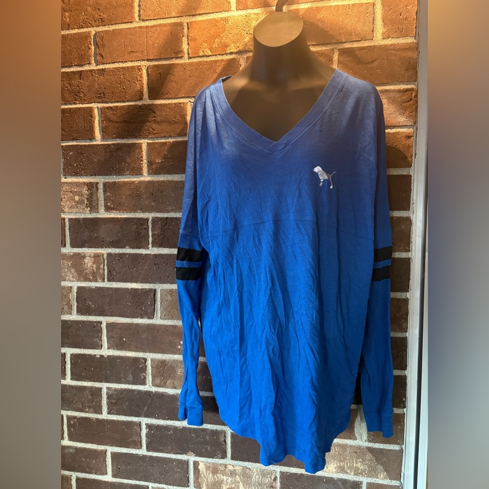 PINK Victoria's Secret Sequin Blue Long Sleeve Tee